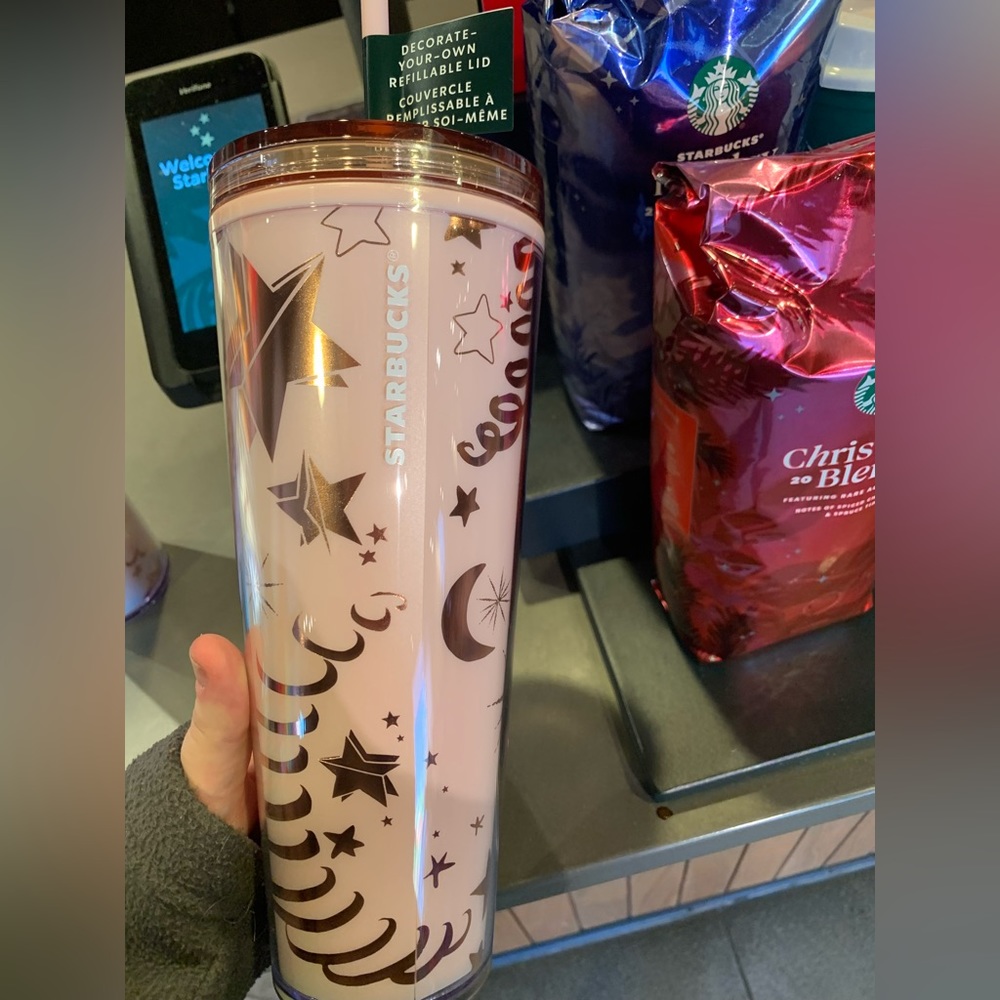 Starbucks Limited Holiday Edition 2023 Stars & Moon Rose Gold Venti Tumbler